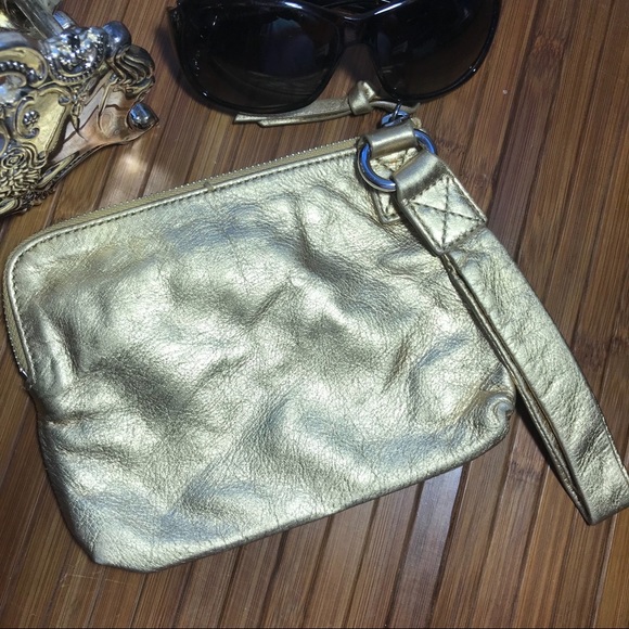Vintage Rare Juicy Couture Gold Leather Wristlet - Picture 2 of 4